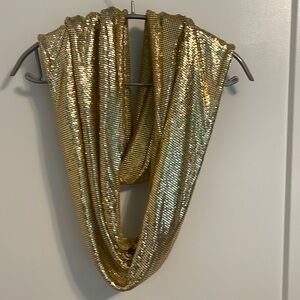 Gold Metal Mesh Infinity Scarf or Wrap